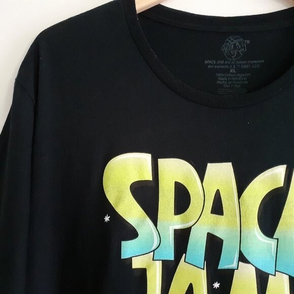 Space Jam 100% Cotton Unisex Graphic Crewneck Black Tee Size XL EUC - Picture 5 of 9
